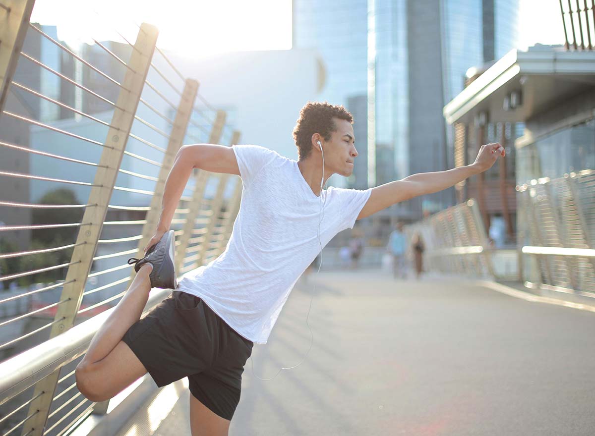 Man energised and enjoying workout