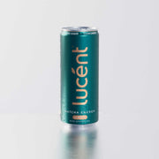 Teal can of Lucent Matcha Energy Drink on a light gray background